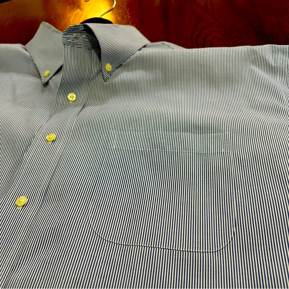 Jos A Bank Blue Pinstriped Button Down Dress Shirt Size 18.5 XXL
